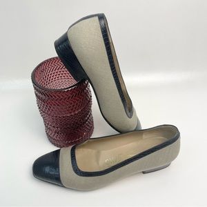 Vintage Salvatore Ferragamo Linen Cap Toe Heels Size 6.5